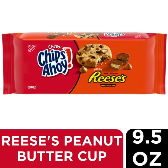 CHIPS AHOY! Chewy Chocolate Chip Cookies with Reese's Peanut Butter Cups, 9.5 oz (Pack of 2)