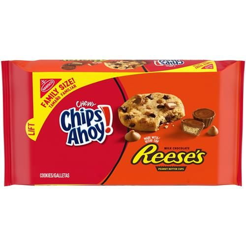 CHIPS AHOY! Chewy Chocolate Chip Cookies with Reese's Peanut Butter Cups, Family Size, 14.25 oz(2 Packs)