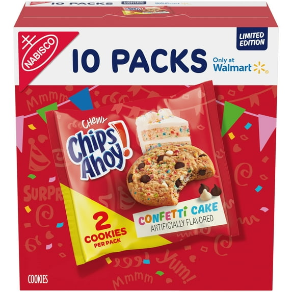 CHIPS AHOY! Chewy Confetti Cake Cookies with Rainbow Sprinkles, 10 Snack Packs