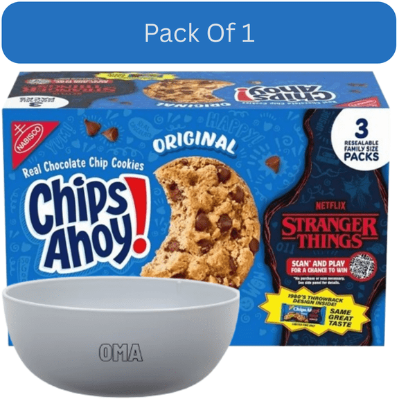 CHIPS AHOY! Chocolate Chip Cookies, Family Size, 18.2 oz., 3 Pack With White Bowl By OMA
