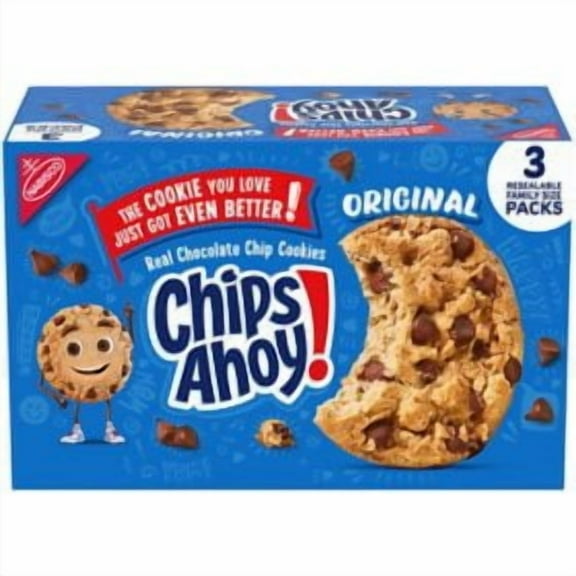 CHIPS AHOY! Chocolate Chip Cookies, Family Size, 18.2 oz., 3 count.Pack of 2