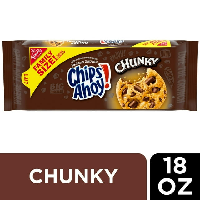 CHIPS AHOY! Chunky Chocolate Chip Cookies, Family Size, 18 oz (Pack of 4)