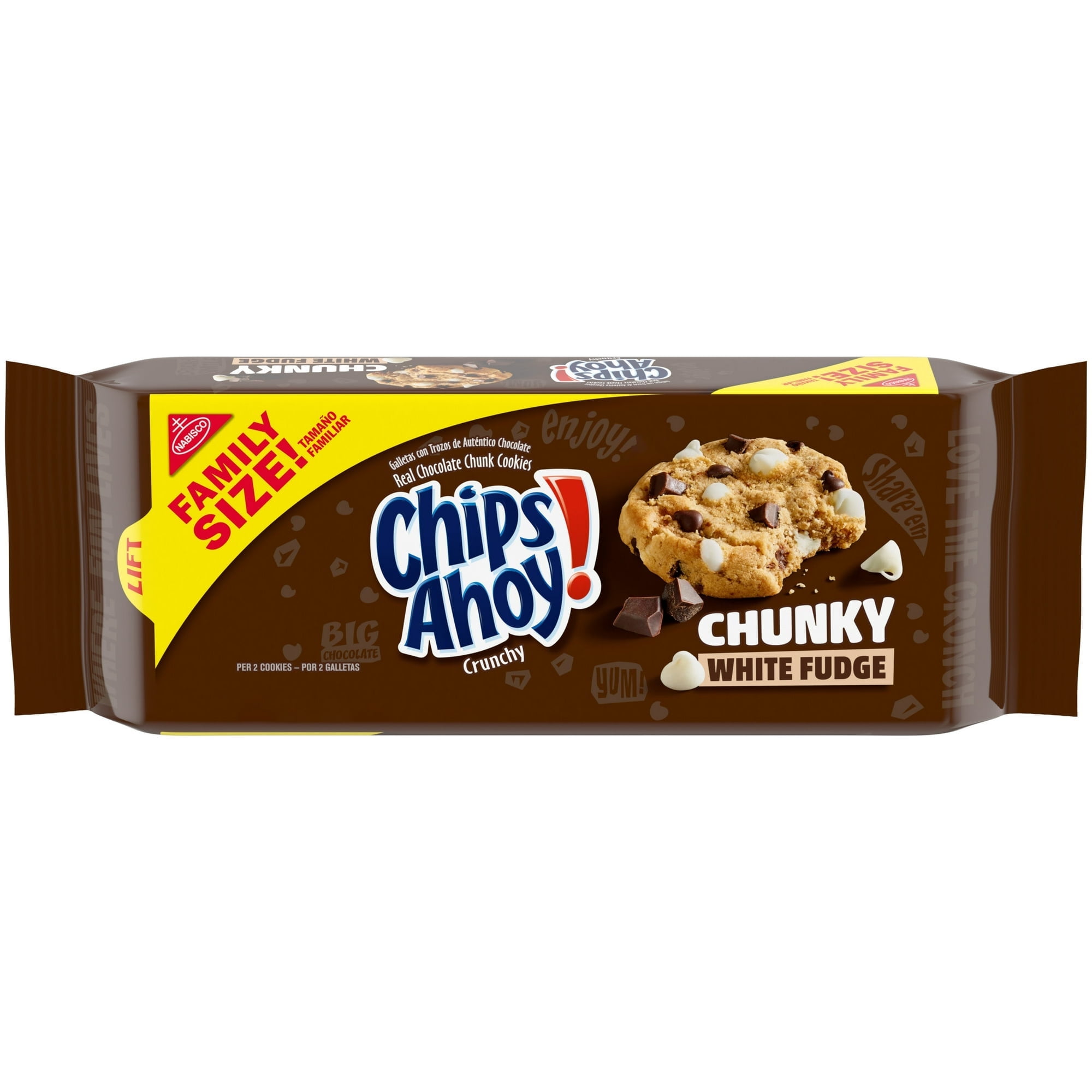 (3 Pack) CHIPS AHOY! Chunky White Fudge Chocolate Chunk Cookies, Family Size, 18 oz