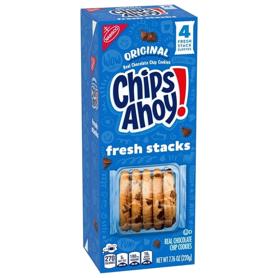 CHIPS AHOY! Fresh Stacks Chocolate Chip Cookies, Travel Snacks, 7.76 oz (4 Multi Snack Packs) - 3 Packs