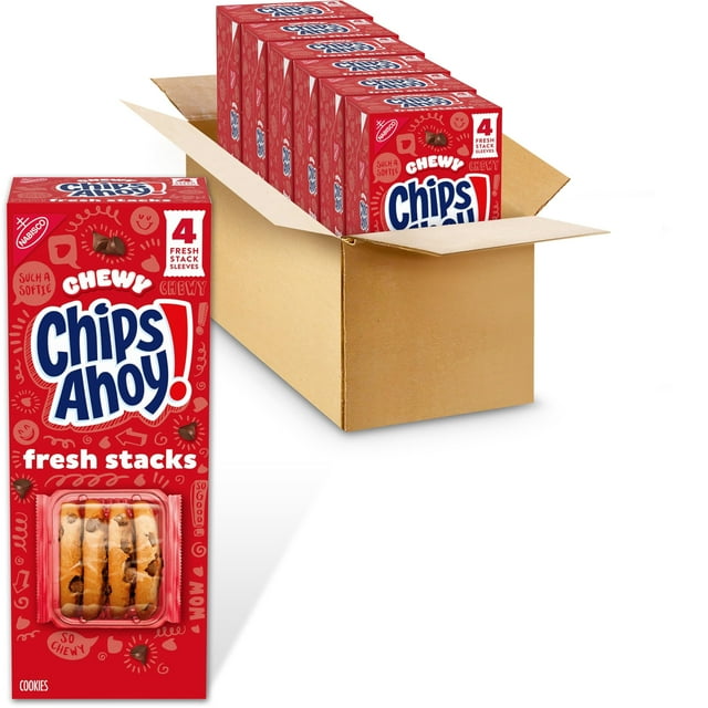 CHIPS AHOY! Fresh Stacks XEF1&nbsp;Chewy Chocolate Chip Cookies, Bulk Travel Snacks, 6 Boxes (24 Multi Snack Packs)