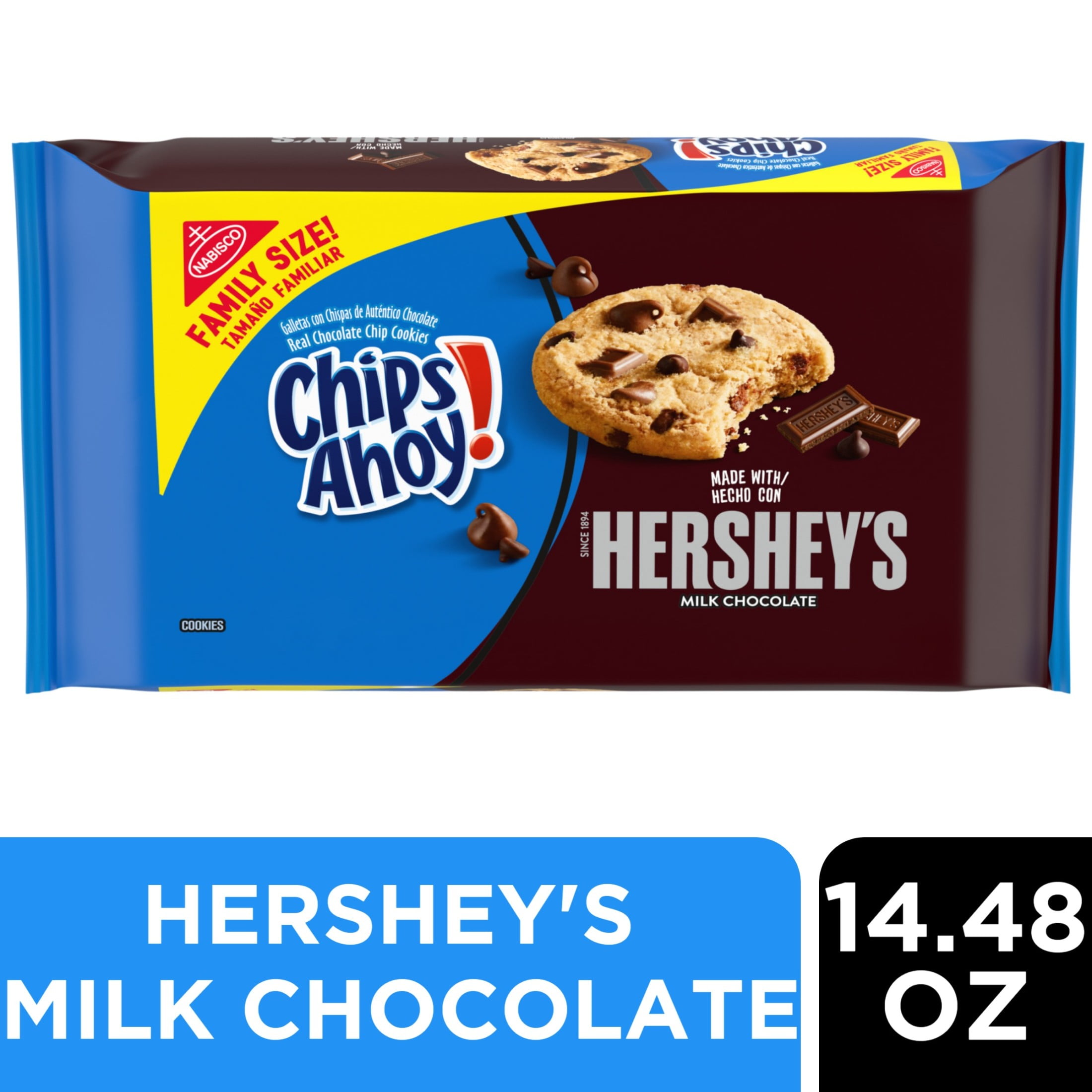 CHIPS AHOY! Hershey's Milk Chocolate Chip Cookies, Family Size, 14.48 oz (Pack of 4)