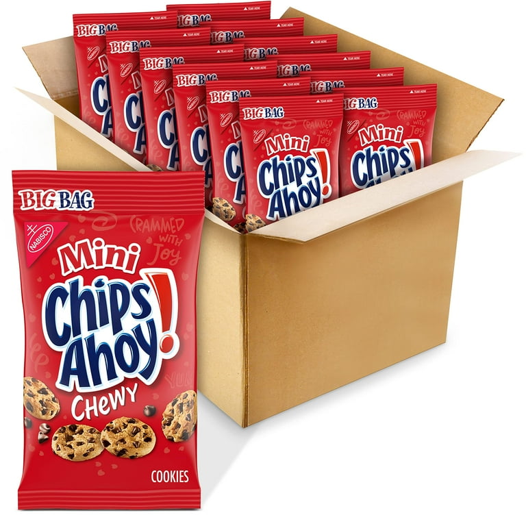Chips Ahoy! Mini Chocolate Chip Cookies - Chocolate Chip - 1 Serving Bag - 3 oz - 12 / Carton Chips Ahoy! Mini Chocolate Chip Cookies - Chocolate Chip - 1 Serving Bag - 3 oz - 12 / Carton