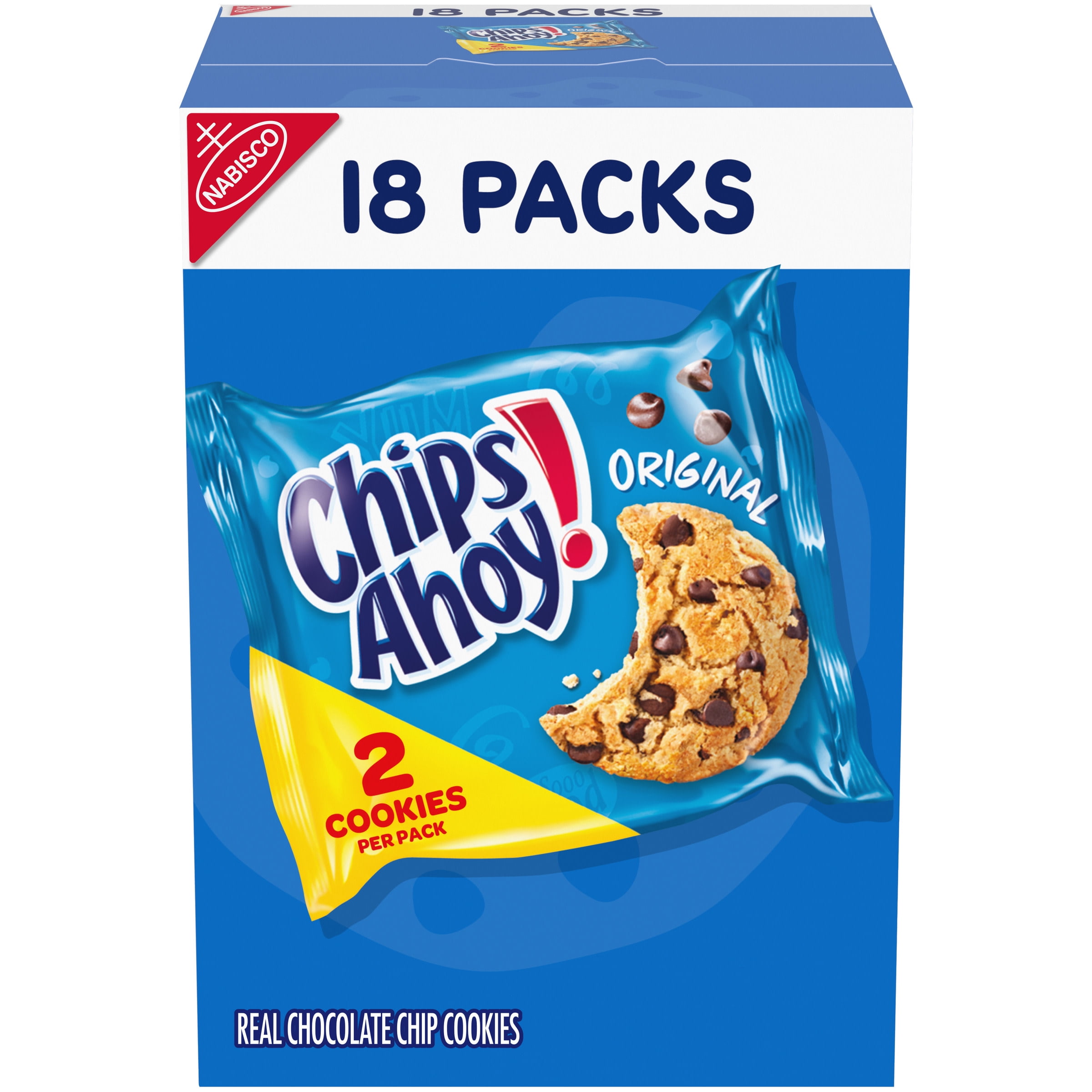 CHIPS AHOY! Original Chocolate Chip Cookies, 18 Snack Packs (2 cookies per pack)