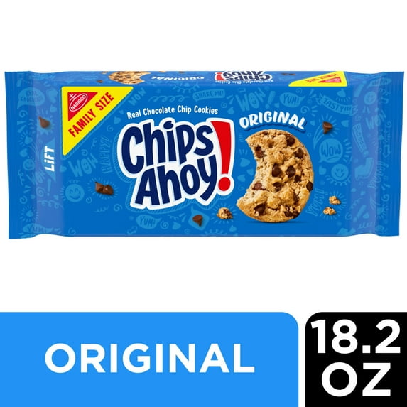CHIPS AHOY! Original Chocolate Chip Cookies, Family Size, 18.2 oz (Pack of 4)