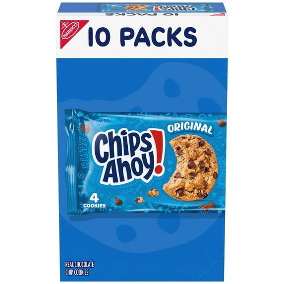 CHIPS AHOY! Original Chocolate Chip Cookies, School Snacks, 10 Snack Packs (4 Cookies Per Pack) - pack of 4
