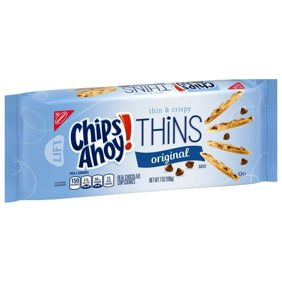 CHIPS AHOY! Thins Original Chocolate Chip Cookies, 7 oz (2 Packs)