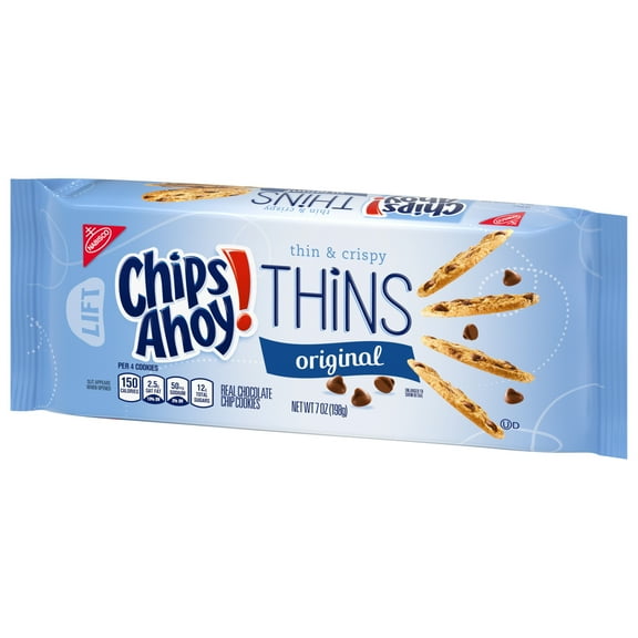 CHIPS AHOY! Thins Original Chocolate Chip Cookies, 7 oz (Pack of 2)