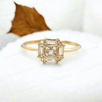 CHIRAGEMSJEWEL 3.5MM / 1ct Square And Baguette Cut Moissanite Halo Ring , Art Deco Enagagement Wedding Ring Gift for Wife