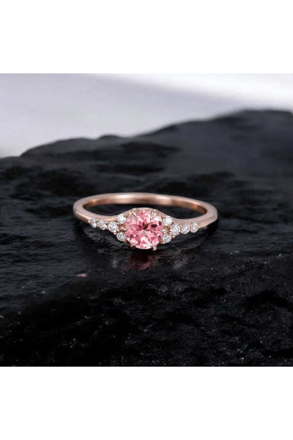 5 MM / Pink Sapphire Engagement Ring For Women, Alternative Engagement Ring, Moissanite Ring, Healing Gemstone Ring, Gift For Her