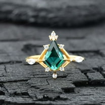 CHIRAGEMSJEWEL 9X7MM / 1.5 Ct Emerald Wedding Ring - May Birthstone Art Deco Ring Diamond Engagement Gift For Daughter