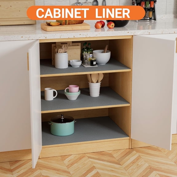 CHISHZL-11" Cabinet Drawer Liner Dark-Grey: Waterproof Kitchen Drawer Mat 11 x 240 Inch - Easy to Cut Small Shelf Liners for Cupboard Closet Pantry Shelving