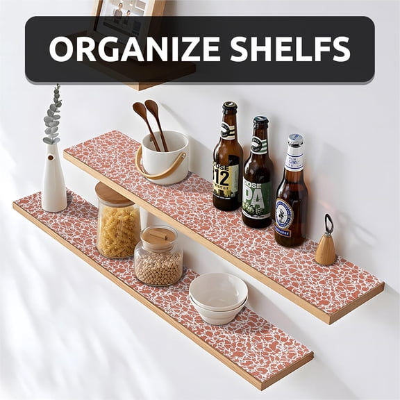 CHISHZL-12X360 Inch Shelf Liner with Scissor & Tape Measure for Kitchen Cabinets, PVC Drawer Liner for Dresser Non-Slip Bathroom, Non-Adhesive Cabinet Liner Washable (Brown Crack)
