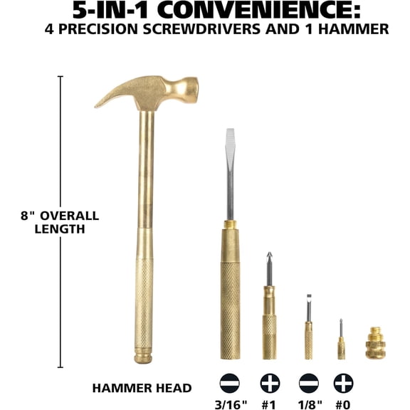 CHISHZL-19006 5-in-1 Hammer, Mothers Day Gifts, Built in Multitool Screwdriver, Chrome Plated to Resist Rust, Tackle Basic Household Tasks, Mothers Day Gifts for Mom