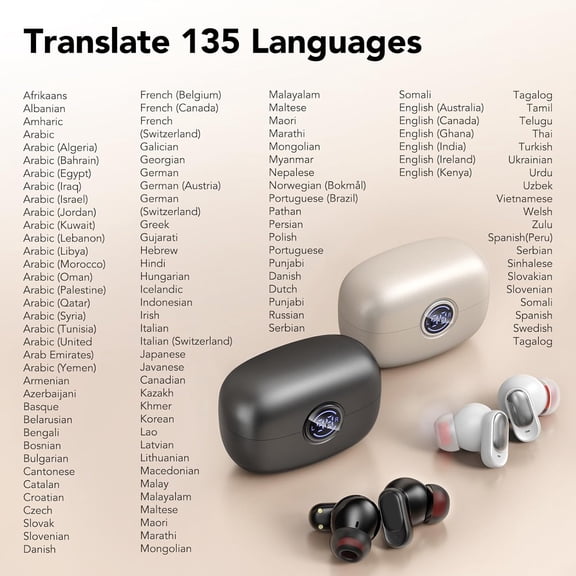 CHISHZL-2026 New MS105 AI Translation Earbuds Real Time, 3-in-1 Translator Earbuds Support 135 Languages with APP, Bluetooth 6.0 Translator Headphones Compatible with iOS & Android, for Travel Busine