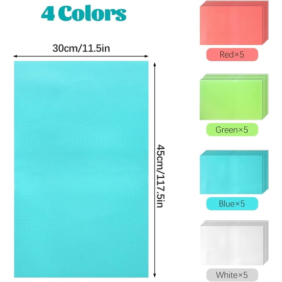 CHISHZL-20PC Refrigerator Liners, Waterproof Oilproof Fridge Liner and Mats Washable Drawer Liners for Kitchen Cabinets, Cover Pads for Freezer Glass Shelf Cabinet Liners for Shelves(4 Color)