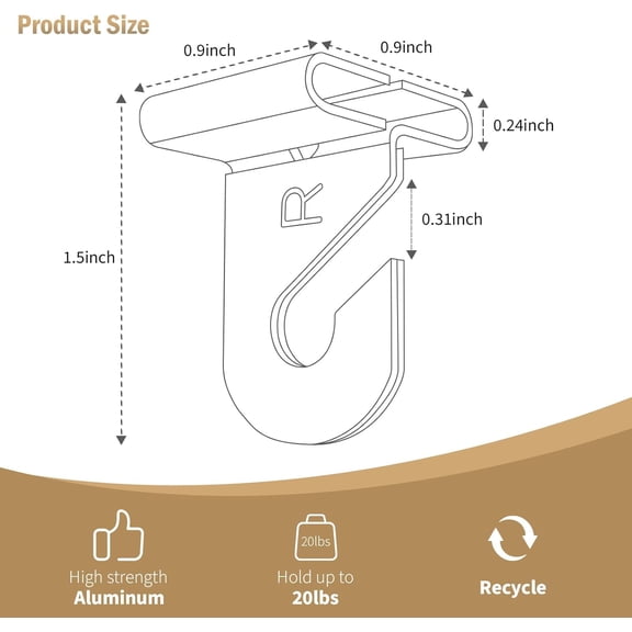 CHISHZL-30 Pairs Drop Ceiling Hooks for Hanging Classroom Ceiling Clips Classroom & Ceiling Hanging Hook,White Enamel Finish Heavy Duty T Bar Clips,High Strength Aluminum Hold up to 20 lbs, 1" W x 1