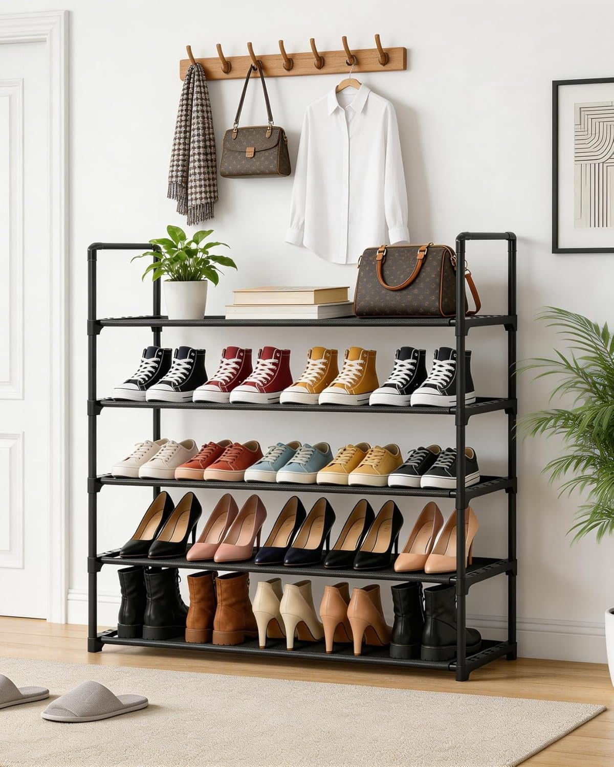 CHISHZL-5 Tier Shoe Rack Large Capacity, 34.3