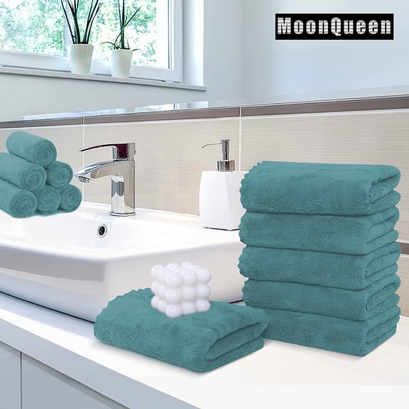 CHISHZL-6 Pack Premium Hand Towels - Quick Drying - Microfiber Coral Velvet Highly Absorbent Towels - Multipurpose Use as Hotel, Bathroom, Shower, Spa, Hand Towel 16 x 28 inches (Teal)