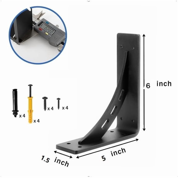 CHISHZL-6 inch x 5 inch Heavy Duty Bracket,Granite Countertop Support Brackets, Heavy Duty Shelf Brackets , Max Load 1100 Lbs ,Mantel Brackets (Set of 2) - (6" x 5")