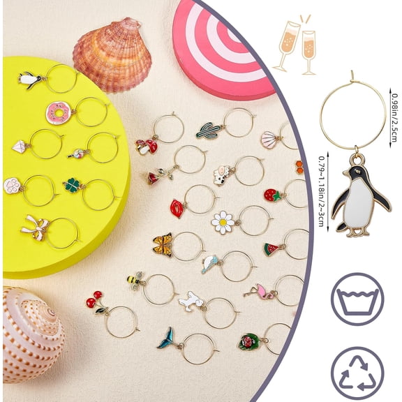 CHISHZL-9-30 Pcs Wine Glass Charms Wine Charms for Stem Glasses for Drink Glass Tags for Cocktail Tasting Party Favors Supplies Goblet Charm