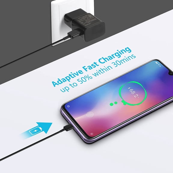 CHISHZL-Adaptive Fast Charger Kit, Quick Charge USB Wall Charger for Samsung Galaxy S21 /S21 Ultra 5G / S10 /S20 / S10e / S9 /S8 /Plus/Edge/Active/Note 8/9/10 (2 Type-C Cables + 2 Wall Chargers)
