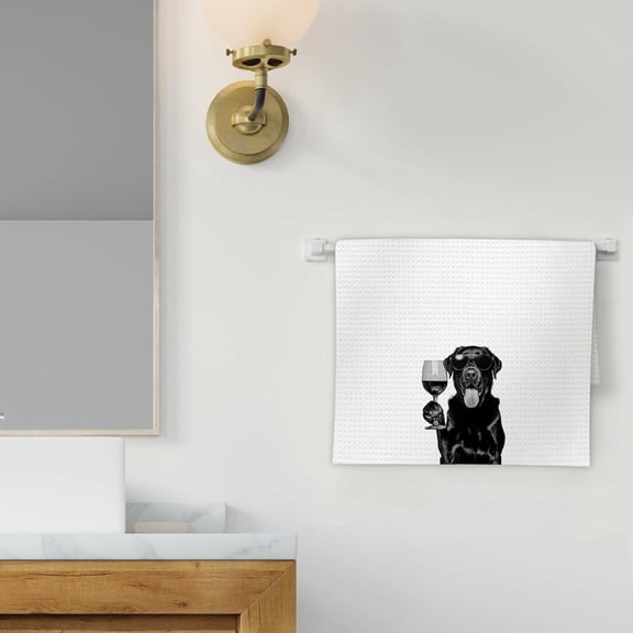CHISHZL-Black Lab Gifts Wine Dog Kitchen Towels, Gifts for Labrador Retriever Wine Lovers Decorative Hand Dish Towel for Kitchen Home Bar, Black Labrador Retriever Gift Home Bar Decor(16x24Inch)