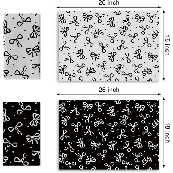 CHISHZL-Black White Bow Kitchen Dish Towels Set of 2, Coquette Ribbon Preppy Drying Hand Towel Baking Cooking Cloth, Girly Polka Dots Bathroom Home Decoration 18'' x 26''