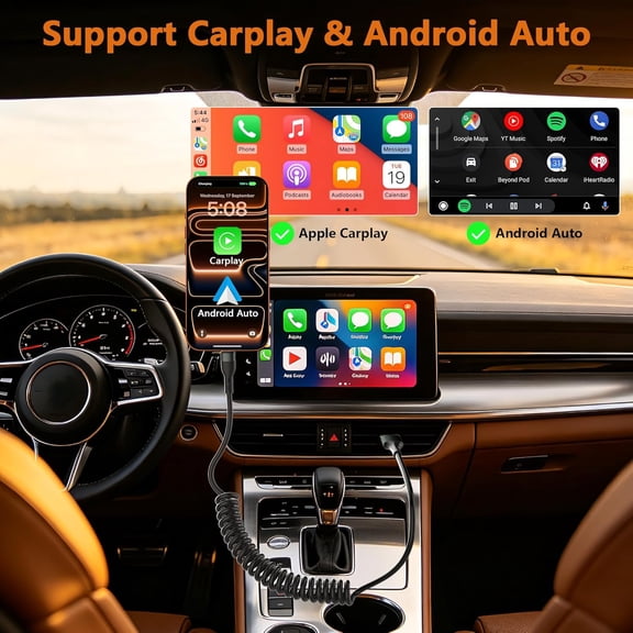 CHISHZL-Car Carplay Cable 2Pack 3ft Coiled USB A to USB C Cable for Android Auto & CarPlay & Data, USB C Car Charger Cable Fast Charging for iPhone 17/16/15/Plus/Pro Max/Android, Retractable iPhone C