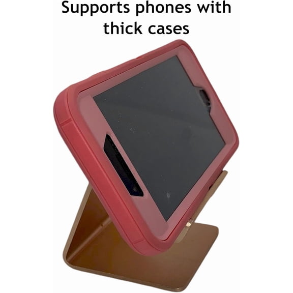 CHISHZL-Cell Phone Stand Dock Cradle Holder for Use on Desk, Table or Counter. Compatible with All Android Smartphones, All iPhones and Most Tablets (Gold)