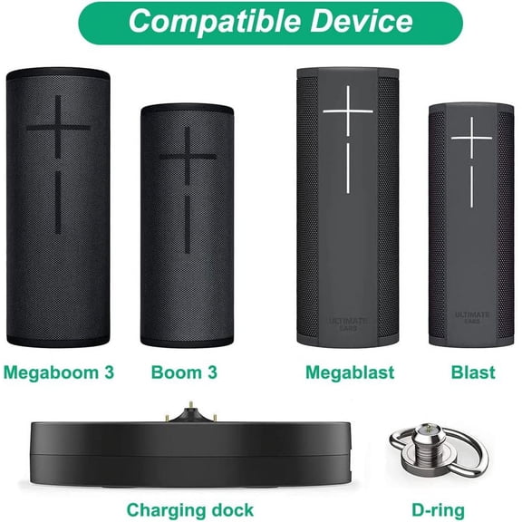 CHISHZL-Charging Dock for Ultimate Ears UE Boom 3/Megaboom 3/Blast/Megablast, Charger Cradle Mount Stand Base Station with Extra USB Port, USB Cable (Black)