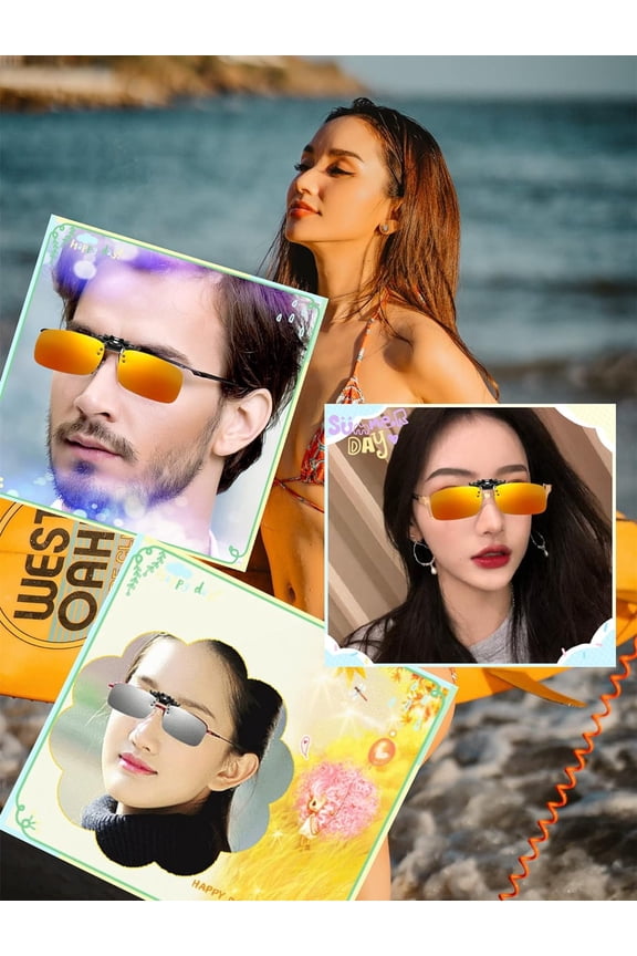 -Clip on Flip up Polarized Lens For Prescription Glasses UV Protection Sunglasses (Clear lenses not Polarized)