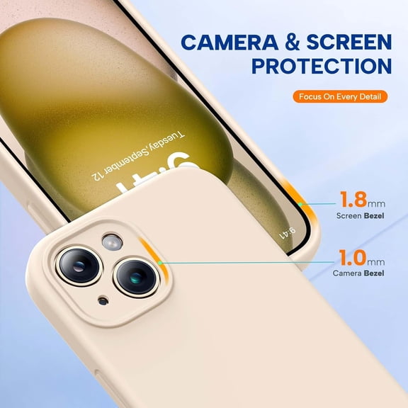 CHISHZL-Compatible with iPhone 15 Case, [Soft Anti-Scratch Microfiber Lining], Liquid Silicone Case Gel Rubber Shockproof Drop Protection Phone Case for iPhone 15, Sand