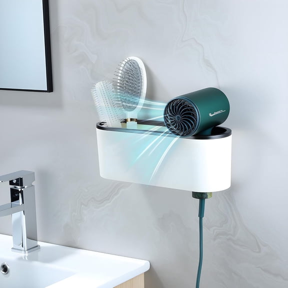 CHISHZL-Hair Dryer Holder - No Drilling Hair Tool Organizer, Bathroom Cabinet Door Hair Appliance Storage