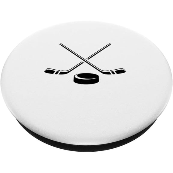 CHISHZL-Hockey Lover Gifts: Black Phone Grip Stand with Expandable Stand, Swappable Top, Wireless Charging Compatible for Most Smartphones with Smooth, Hard Plastic Cases