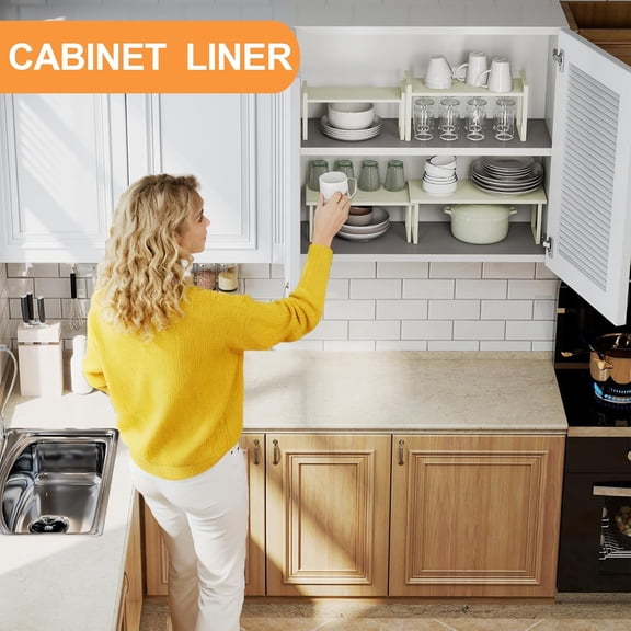 CHISHZL-Kitchen Cabinet Drawer Liner: Clear Non-Adhesive Pantry Shelf Liner - Waterproof Easy to Cut Refrigerator Mat - Translucent Grey Bathroom Cupboard Liners for Shelves 15" x 240"