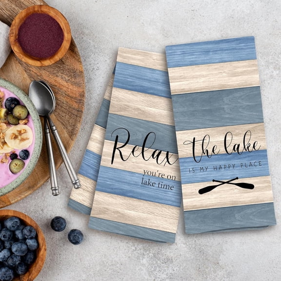 CHISHZL-Lake House Decor Kitchen Towels Set of 2, Lake House Essentials Gifts Decorative Hand Towels, Nautical Hand Towels for Bathroom, 16x24 Inch
