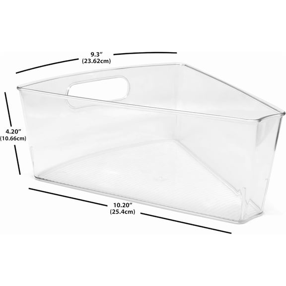 CHISHZL-Lazy Susan Deep Organizer Bins, Corner Cabinet Turntable Shelf Storage for Kitchen and Pantry Items, Clear and Sturdy with Built-In Handles, 2 Pack
