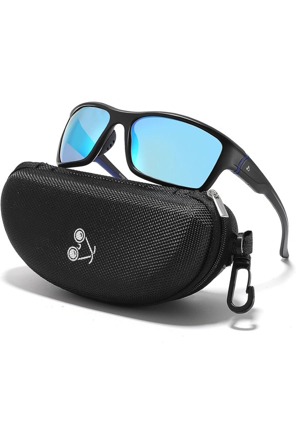-Mens Sunglasses Polarized UV Protection, Sports and Work Glasses for Driving, Running, Fishing, Cycling, Including: 1 Case Zipper, 1 Lens Pouch, 1 Cleaning Cloth, 1 Polarized Test Card.