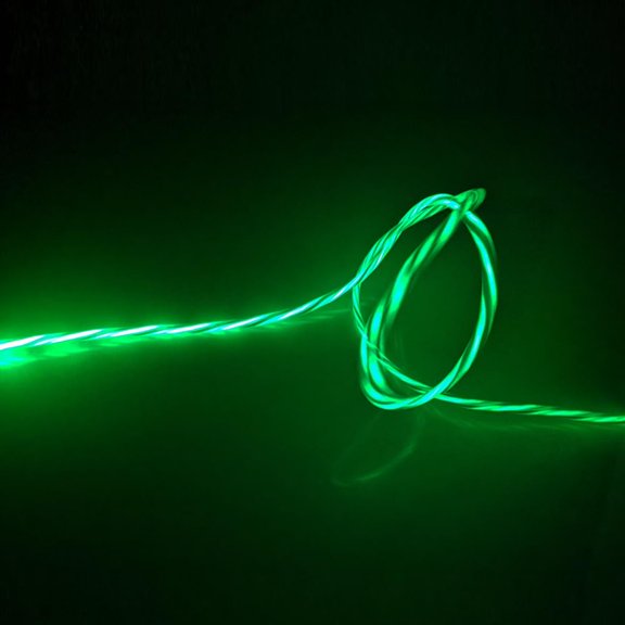CHISHZL-Multi Ports Light-Up USB Cable USBA/USB C to USBC/MicroUSB Cable Durable Fast Charging Cable with Visible Current Flow As Night Light Use-6in1 Green