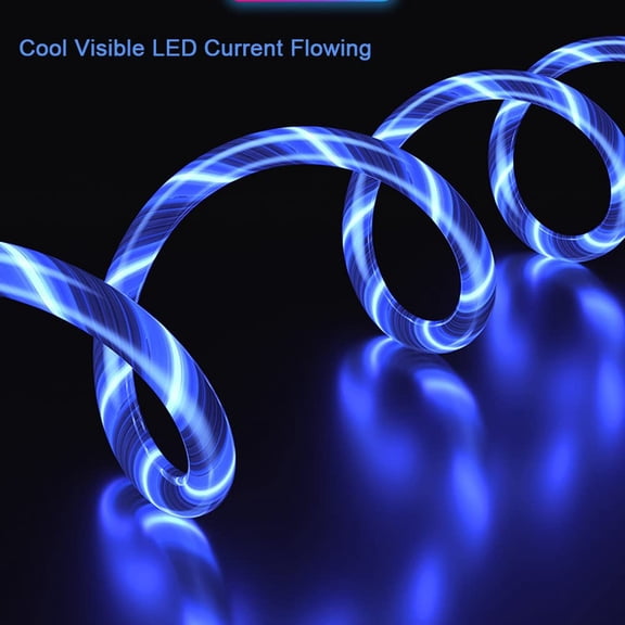 CHISHZL-Multi Ports Light-Up USB Cable USBA to USBC/MicroUSB Cable Durable Fast Charging Cable with Visible Current Flow As Night Light Use-3in1 Blue