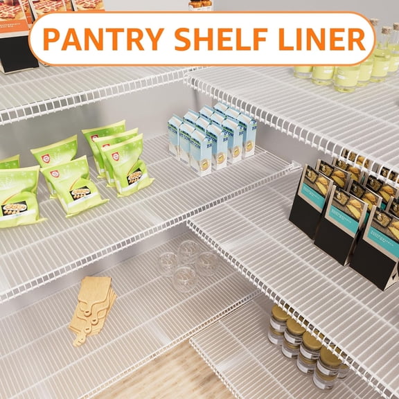 CHISHZL-Pantry Shelf Liners for Wire Shelving - 15.5 Inch Wide Clear Thick Waterproof Shelves Liner - Translucent Easy to Cut Drawer Mat for Metal Rack 15.5" x 120"