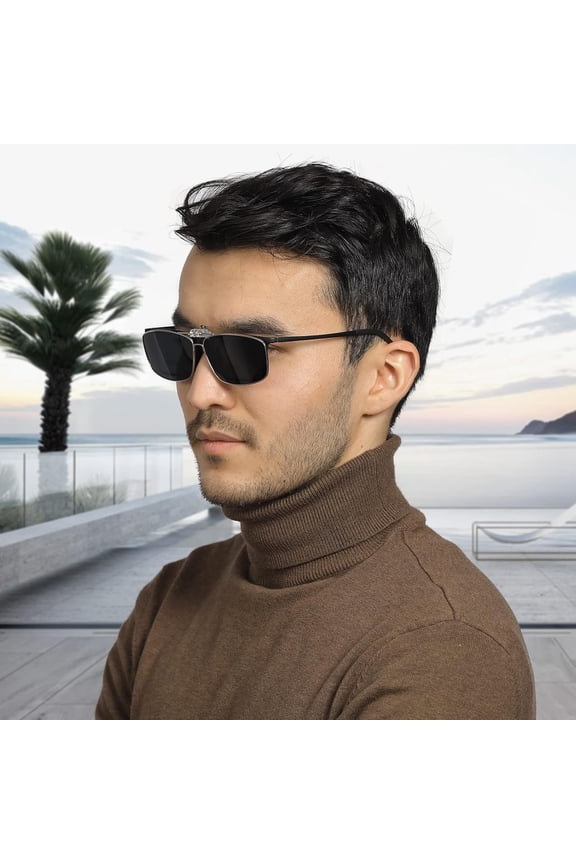 -Polarized Clip-on Sunglasses with Flip Up Function Suitable Driving Sports