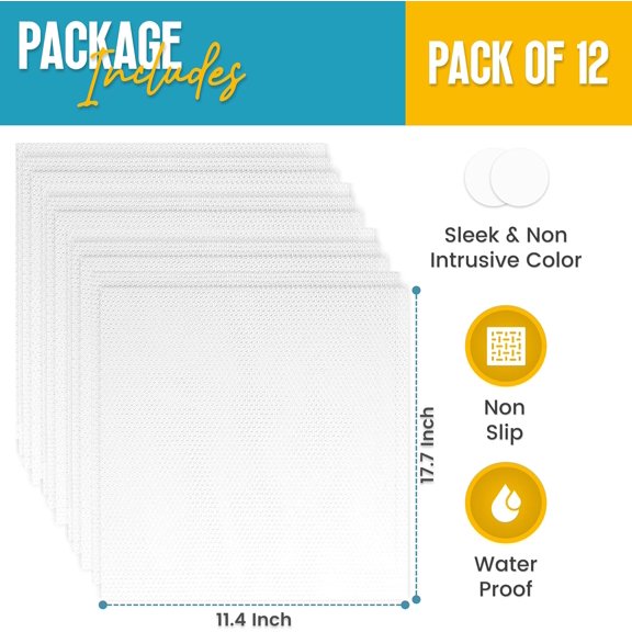 CHISHZL-Refrigerator Liners for Shelves (12 Pack) by Lindas Essentials - Non-Adhesive Shelf or Drawer Liner, BPA-Free Fridge Mats for Kitchen & Cabinets, Easy to Clean, Ideal Household Essentials (C