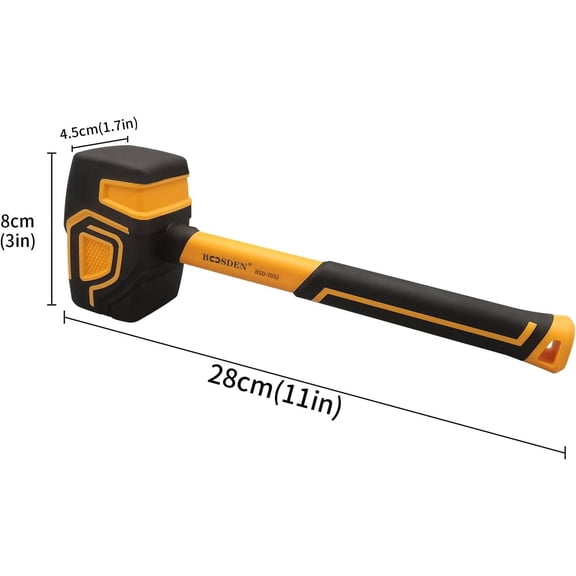 CHISHZL-Rubber Mallet, 10 oz Rubber Mallet Hammer, Rubber Hammer with Hook, Mallet Hammer with Solid Head & Ergonomic Grip Handle, Soft Face Hammer, No Damage for Flooring, Woodworking and Camping