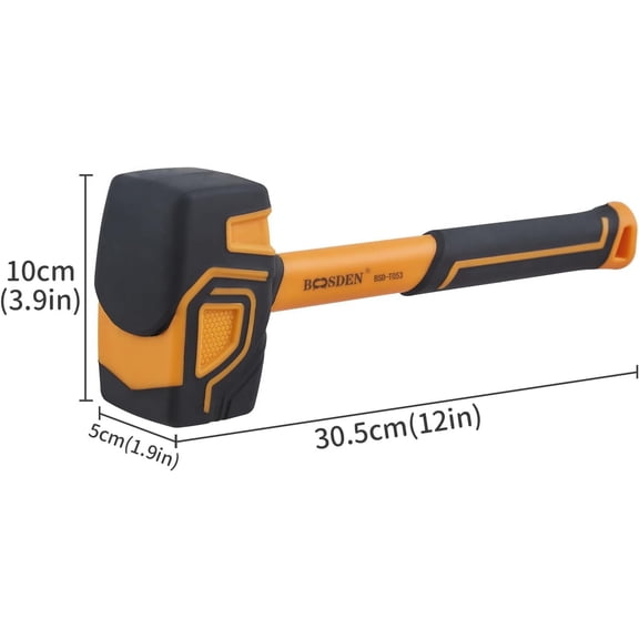 CHISHZL-Rubber Mallet, 20 oz Rubber Mallet Hammer, Rubber Hammer with Hook, Mallet Hammer with Solid Head & Ergonomic Grip Handle, Soft Face Hammer, No Damage for Flooring, Woodworking and Camping